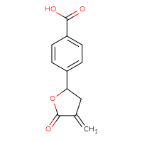 Chemical structure of 4-(4-methylidene-5-oxooxolan-2-yl)benzoic acid - CSSB20621793508