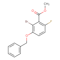 Chemical structure of methyl 3-(benzyloxy)-2-bromo-6-fluorobenzoate - CSSB02495735000