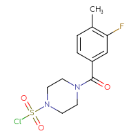 Chemical structure of 4-(3-fluoro-4-methylbenzoyl)piperazine-1-sulfonyl chloride - CSSB21224772728