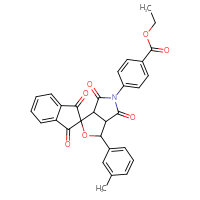 Chemical structure of ethyl 4-[3-(3-methylphenyl)-1',3',4,6-tetraoxo-1',3,3',3a,4,5,6,6a-octahydrospiro[furo[3,4-c]pyrrole-1,2'-inden]-5-yl]benzoate - CSSB00132501103