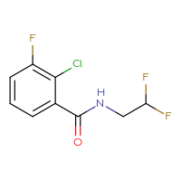 Chemical structure of 2-chloro-N-(2,2-difluoroethyl)-3-fluorobenzamide - CSSB01992443050