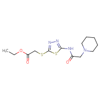 Chemical structure of ethyl 2-({5-[2-(piperidin-1-yl)acetamido]-1,3,4-thiadiazol-2-yl}sulfanyl)acetate - CSSB00025736907