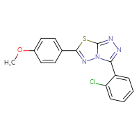 Chemical structure of 3-(2-chlorophenyl)-6-(4-methoxyphenyl)-[1,2,4]triazolo[3,4-b][1,3,4]thiadiazole - CSSB00121638187