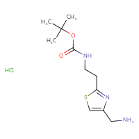 Chemical structure of tert-butyl N-{2-[4-(aminomethyl)-1,3-thiazol-2-yl]ethyl}carbamate hydrochloride - CSSB14901603430