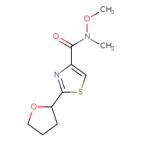 Chemical structure of N-methoxy-N-methyl-2-(oxolan-2-yl)-1,3-thiazole-4-carboxamide - CSSB01994334921