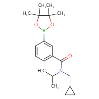 Chemical structure of N-(cyclopropylmethyl)-N-(propan-2-yl)-3-(4,4,5,5-tetramethyl-1,3,2-dioxaborolan-2-yl)benzamide - CSSB02229493966