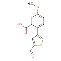 Chemical structure of 2-(5-formylthiophen-3-yl)-5-methoxybenzoic acid - CSSB00150708392