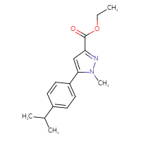 Chemical structure of ethyl 1-methyl-5-[4-(propan-2-yl)phenyl]-1H-pyrazole-3-carboxylate - CSSB01097637686