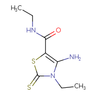 Chemical structure of 4-amino-N,3-diethyl-2-sulfanylidene-2,3-dihydro-1,3-thiazole-5-carboxamide - CSSB00000014547