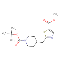 Chemical structure of tert-butyl 4-{[5-(methoxycarbonyl)-1,3-thiazol-2-yl]methyl}piperidine-1-carboxylate - CSSB00041866047