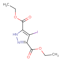 Chemical structure of 3,5-diethyl 4-iodo-1H-pyrazole-3,5-dicarboxylate - CSSB00135078642