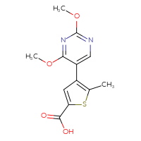 Chemical structure of 4-(2,4-dimethoxypyrimidin-5-yl)-5-methylthiophene-2-carboxylic acid - CSSB01417032189