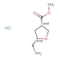 Chemical structure of rac-methyl (3R,5R)-5-(aminomethyl)oxolane-3-carboxylate hydrochloride - CSSB21291559708