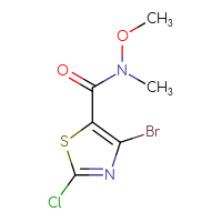 Chemical structure of 4-bromo-2-chloro-N-methoxy-N-methyl-1,3-thiazole-5-carboxamide - CSSB20711475527