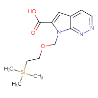 Chemical structure of 7-{[2-(trimethylsilyl)ethoxy]methyl}-7H-pyrrolo[2,3-c]pyridazine-6-carboxylic acid - CSSB02495339094