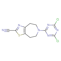 Chemical structure of 6-(4,6-dichloro-1,3,5-triazin-2-yl)-4H,5H,6H,7H,8H-[1,3]thiazolo[4,5-d]azepine-2-carbonitrile - CSSB21332128651
