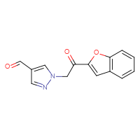 Chemical structure of 1-[2-(1-benzofuran-2-yl)-2-oxoethyl]-1H-pyrazole-4-carbaldehyde - CSSB21332051815