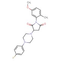 Chemical structure of 3-[4-(4-fluorophenyl)piperazin-1-yl]-1-(5-methoxy-2-methylphenyl)pyrrolidine-2,5-dione - CSSB00132500743