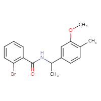 Chemical structure of 2-bromo-N-[1-(3-methoxy-4-methylphenyl)ethyl]benzamide - CSSB21432562853