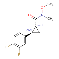 Chemical structure of rac-(1R,2R)-2-(3,4-difluorophenyl)-N-methoxy-N-methylcyclopropane-1-carboxamide - CSSB21291564049