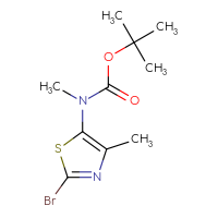 Chemical structure of tert-butyl N-(2-bromo-4-methyl-1,3-thiazol-5-yl)-N-methylcarbamate - CSSB00021587591