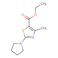 Chemical structure of ethyl 4-methyl-2-(pyrrolidin-1-yl)-1,3-thiazole-5-carboxylate - CSSB00000198468