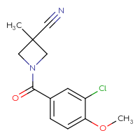 Chemical structure of 1-(3-chloro-4-methoxybenzoyl)-3-methylazetidine-3-carbonitrile - CSSB02004889869