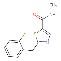 Chemical structure of 2-[(2-fluorophenyl)methyl]-N-methyl-1,3-thiazole-5-carboxamide - CSSB01997804857
