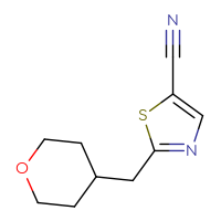 Chemical structure of 2-[(oxan-4-yl)methyl]-1,3-thiazole-5-carbonitrile - CSSB00035252261