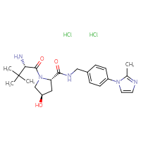 Chemical structure of (2S,4R)-1-[(2S)-2-amino-3,3-dimethylbutanoyl]-4-hydroxy-N-{[4-(2-methyl-1H-imidazol-1-yl)phenyl]methyl}pyrrolidine-2-carboxamide dihydrochloride - CSSB03636351309