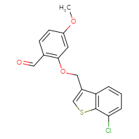 Chemical structure of 2-[(7-chloro-1-benzothiophen-3-yl)methoxy]-4-methoxybenzaldehyde - CSSB21349257651