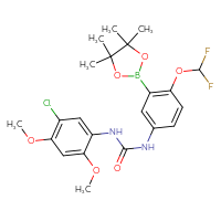 Chemical structure of 3-(5-chloro-2,4-dimethoxyphenyl)-1-[4-(difluoromethoxy)-3-(4,4,5,5-tetramethyl-1,3,2-dioxaborolan-2-yl)phenyl]urea - CSSB21332046410