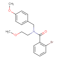 Chemical structure of 2-bromo-N-(2-methoxyethyl)-N-[(4-methoxyphenyl)methyl]benzamide - CSSB21432562963