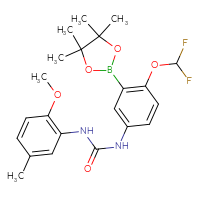 Chemical structure of 1-[4-(difluoromethoxy)-3-(4,4,5,5-tetramethyl-1,3,2-dioxaborolan-2-yl)phenyl]-3-(2-methoxy-5-methylphenyl)urea - CSSB21332093179