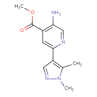 Chemical structure of methyl 5-amino-2-(1,5-dimethyl-1H-pyrazol-4-yl)pyridine-4-carboxylate - CSSB06586105115