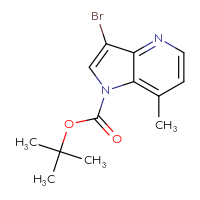 Chemical structure of tert-butyl 3-bromo-7-methyl-1H-pyrrolo[3,2-b]pyridine-1-carboxylate - CSSB21332061889