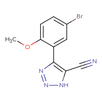 Chemical structure of 4-(5-bromo-2-methoxyphenyl)-1H-1,2,3-triazole-5-carbonitrile - CSSB00009828182