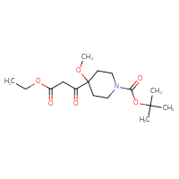 Chemical structure of tert-butyl 4-(3-ethoxy-3-oxopropanoyl)-4-methoxypiperidine-1-carboxylate - CSSB14863684273