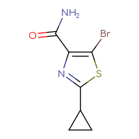 Chemical structure of 5-bromo-2-cyclopropyl-1,3-thiazole-4-carboxamide - CSSB02270739499