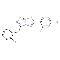 Chemical structure of 6-(2,4-dichlorophenyl)-3-[(2-fluorophenyl)methyl]-[1,2,4]triazolo[3,4-b][1,3,4]thiadiazole - CSSB00121632941