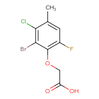 Chemical structure of 2-(2-bromo-3-chloro-6-fluoro-4-methylphenoxy)acetic acid - CSSB20101242758