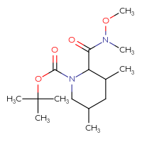 Chemical structure of tert-butyl 2-[methoxy(methyl)carbamoyl]-3,5-dimethylpiperidine-1-carboxylate - CSSB01072297709