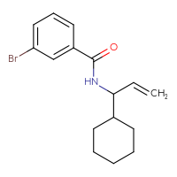 Chemical structure of 3-bromo-N-(1-cyclohexylprop-2-en-1-yl)benzamide - CSSB14959927251