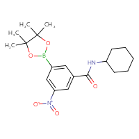 Chemical structure of N-cyclohexyl-3-nitro-5-(4,4,5,5-tetramethyl-1,3,2-dioxaborolan-2-yl)benzamide - CSSB00025754173