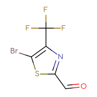 Chemical structure of 5-bromo-4-(trifluoromethyl)-1,3-thiazole-2-carbaldehyde - CSSB09889890456