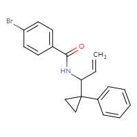 Chemical structure of 4-bromo-N-[1-(1-phenylcyclopropyl)prop-2-en-1-yl]benzamide - CSSB21432555647