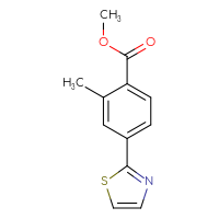 Chemical structure of methyl 2-methyl-4-(1,3-thiazol-2-yl)benzoate - CSSB04989166891