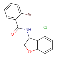 Chemical structure of 2-bromo-N-(4-chloro-2,3-dihydro-1-benzofuran-3-yl)benzamide - CSSB01847474315