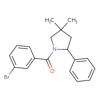 Chemical structure of 1-(3-bromobenzoyl)-4,4-dimethyl-2-phenylpyrrolidine - CSSB21432564125