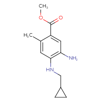 Chemical structure of methyl 5-amino-4-[(cyclopropylmethyl)amino]-2-methylbenzoate - CSSB02495350764